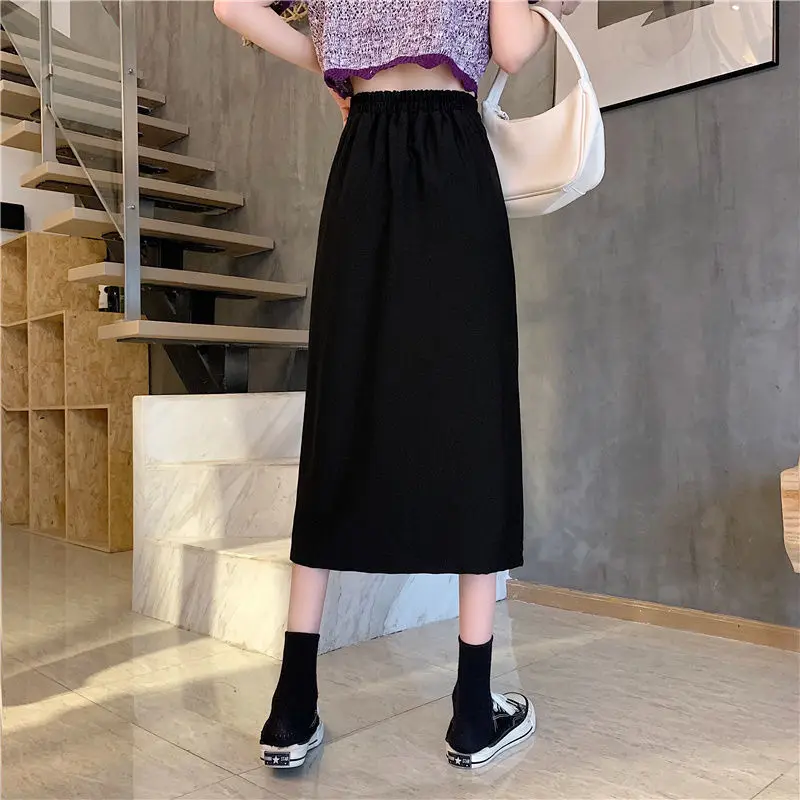 2024 Summer Mid Length Skirt Women's High Waist Irregular Folded Split A-line Skirt Wrapped Hip Skirt