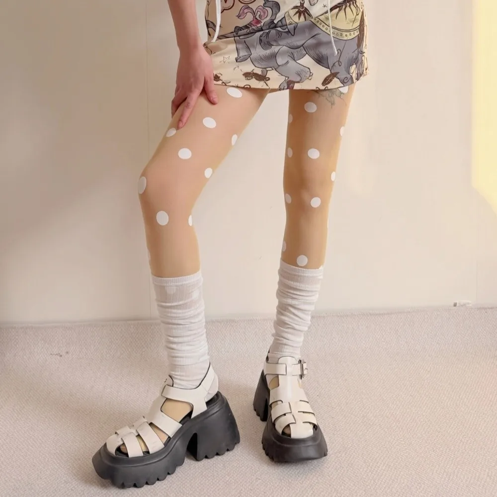 

Tights Colorful Polka Dot Stockings Elastic Breathable Large Dot Pantyhose Thin Seamless Y2K Retro Silk Stockings Cosplay