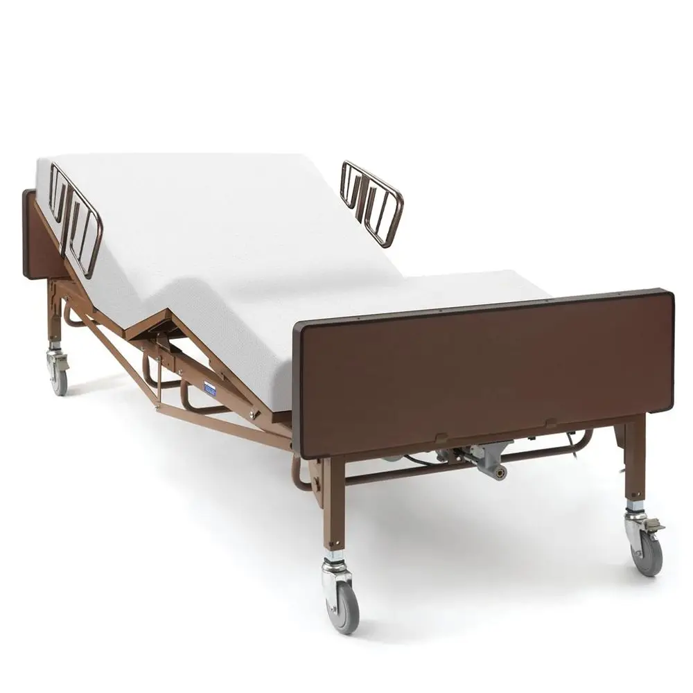 

Electric Hospital Bed with Foam Mattress and T-Rail Safety Rails - 80 x 42, 600 lb Capacity, Adjustable for Home Care and Medica