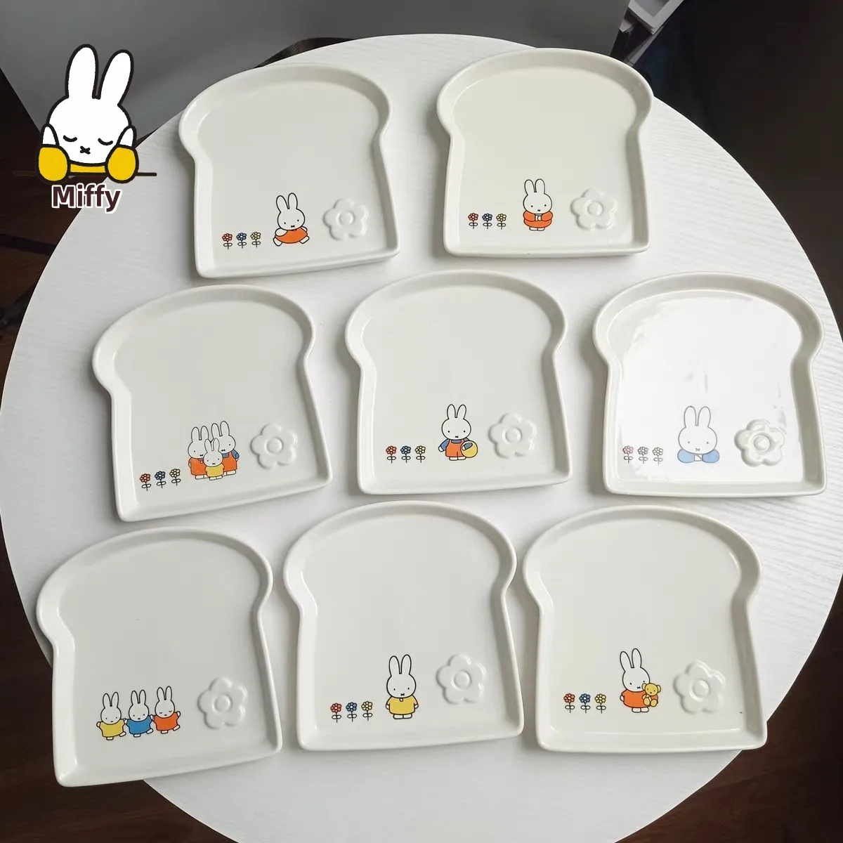 Керамическая тарелка Kawaii Miffy Rabbit: милая мультяшная тарелка в форме тоста, креативная, простая, для овощей, для пикника, подарки