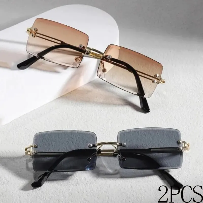 2-parowe nowe damskie okulary przeciwsłoneczne Bezramkowe okulary unisex swobodnie w połączeniu z lodowymi letnimi dniami UV400