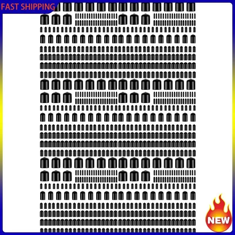 Hot Trend-960Pcs Assorted Size Rubber End Caps, Flexible Screw Thread Protector Caps Round Vinyl Bolt Screw Cover Caps In 9 Size