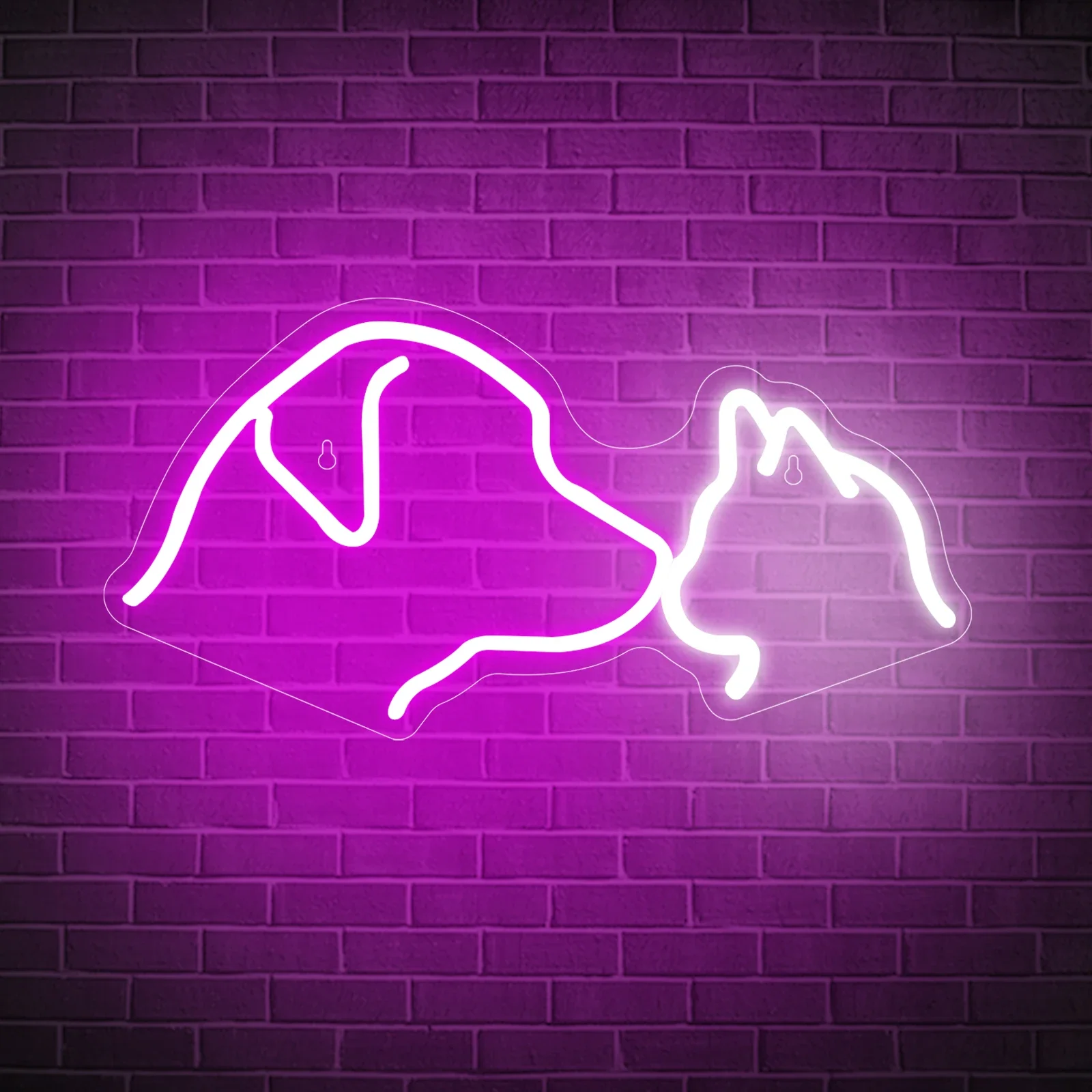 Dog Cat Neon Sign For Wall Decor Usb Anime Light Up Signs for Kids Bedroom Pet Shop Room Birthday Party Decorations Teens Gifts