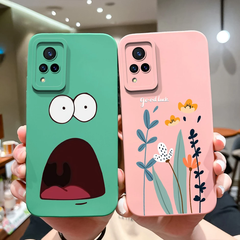 For VIVO V21 4G 5G Case Cute Cat Cartoon New Design Style Pattern Liquid Silicone Coque For VIVOV21 V 21 4G 5G Prevalent Funda