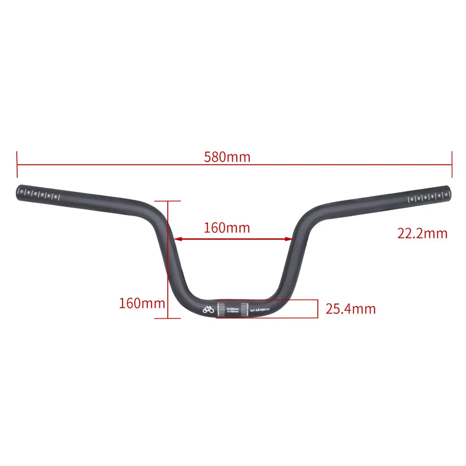 Mountain Road Bike Handlebar Aluminum Alloy 25.4mm Extra Long Riser Bar Lightweight M Type Riser Handlebars Cycling Accessory