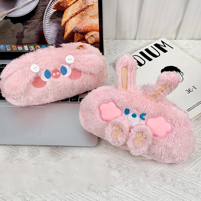 

Korea Style Cute Animal Design Plush Pencil Case Soft Plush School Stationary Large Capacity Pen Bag Student Stationary