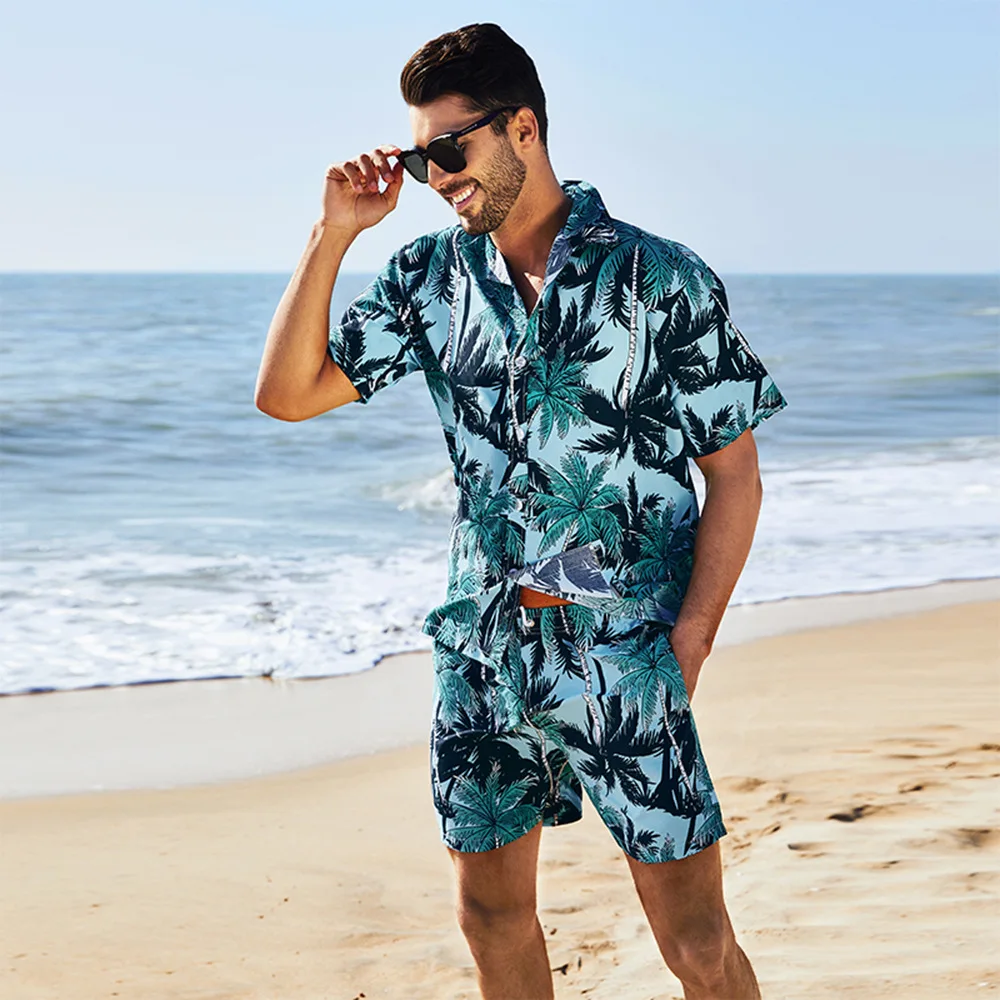 Hawaii Mode Strand Hemd Und Shorts Mann Sommer Sets