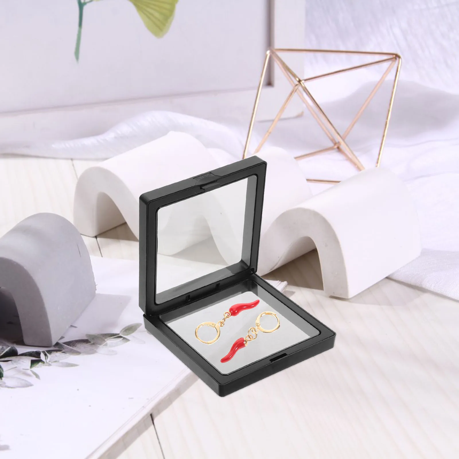 

1pcs 3D Floating Frame Transparent Display Case 9X9Cm Black Plastic Pe Film For Jewelry Coin Medal Show Window Home Business 3D