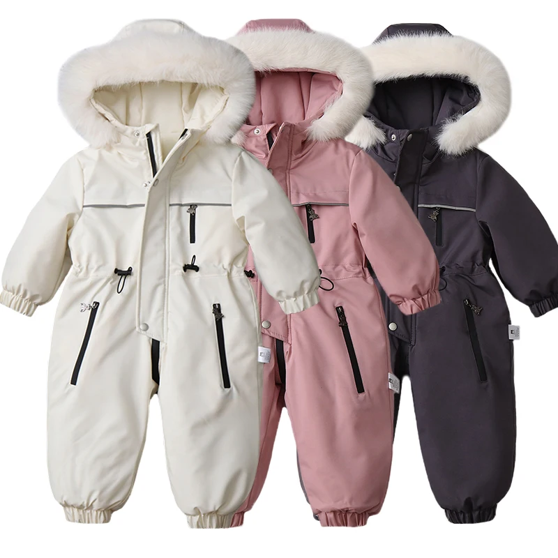 -30 Degree Russia Baby Winter Jumpsuit Thicken Boys Ski Suit Warm Children Jacket Waterproof Hooded Baby Girls Snowsuit 1-5Yrs