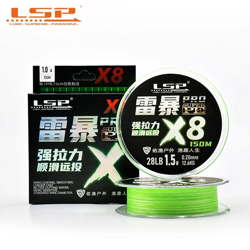 LSP Thunderstorm Pro PE Fishing Line Braided 8 Strands 100-500M 13-58LB Multifilament Line Carp Linhas Pesca For Sea Freshwater