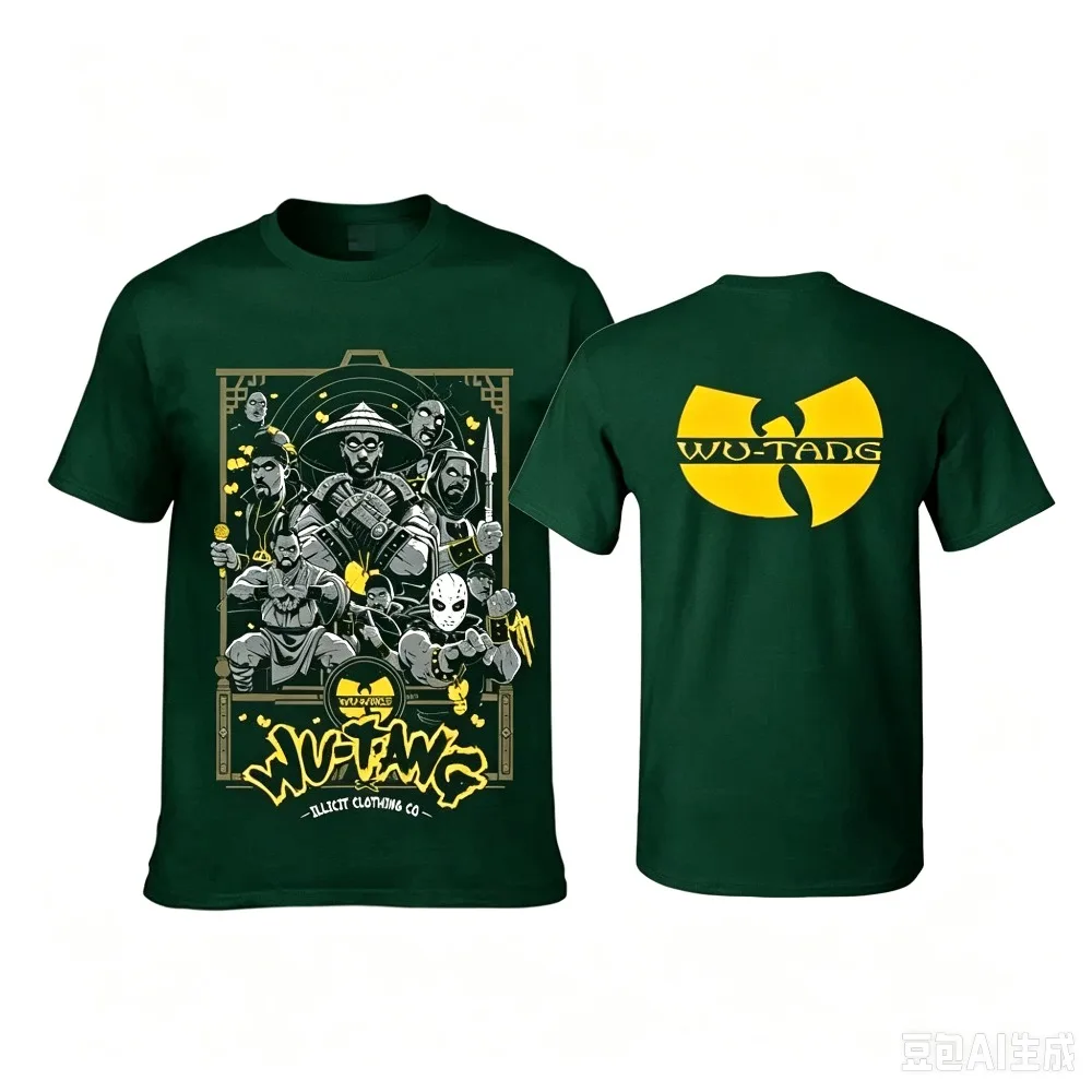 Wu‑Tang Clan Retro Comic Graphic T‑Shirt Men & Women Double‑Sided Print Short Sleeve Tees 90s Hip Hop Rap Streetwear Casual Tops