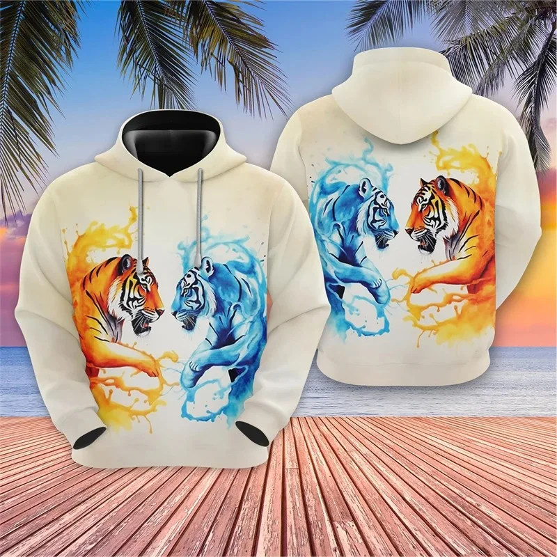 2025 ثلاثية الأبعاد بنغال النمر مطبوعة الرجال هوديي Harajuku موضة الحيوان هوديي ملابس رياضية القوطية الرجعية الرعب #5