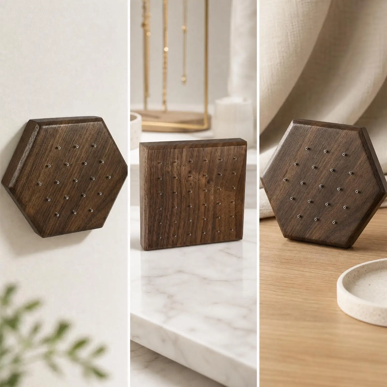 Solid Wood Jewelry Display Board for Piercing Barbells with 1.2mm Holes for Retail Showcase Organizer