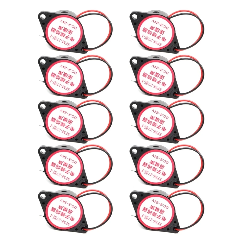 

Pack of 10pcs High Decibel Piezoelectric Buzzers Continuous Sound Alarm 100dB Black SFM-27 for 3D Printer and Computers N2UB