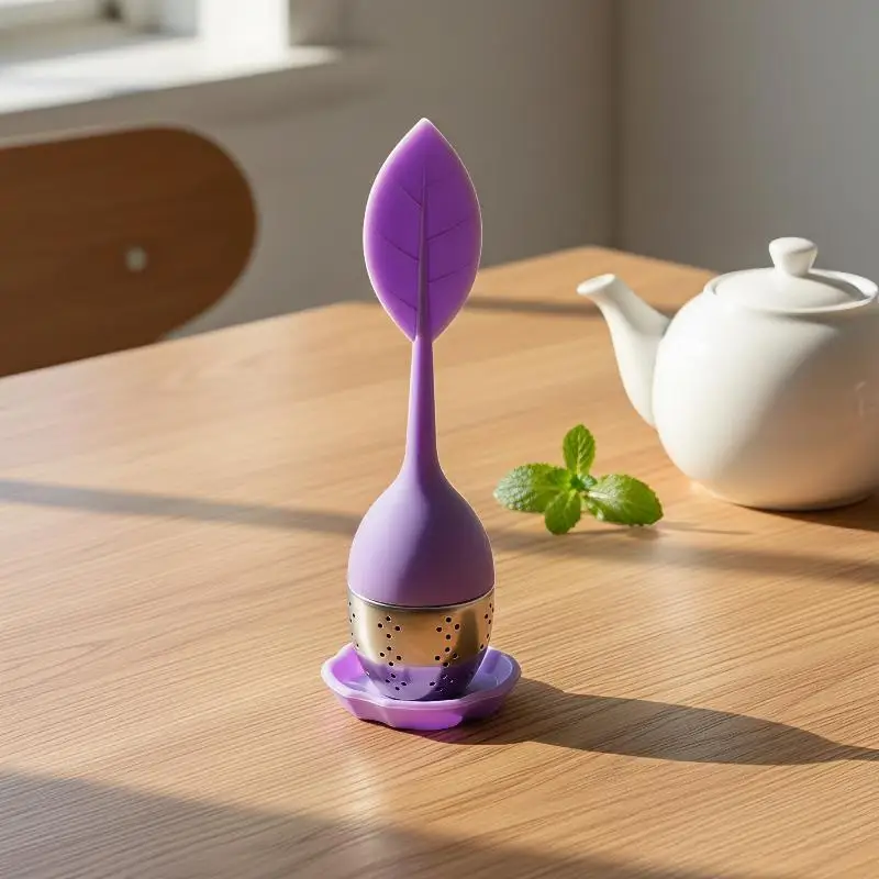 Silicone Loose Leaf Tea Infuser Reusable Leakproof Food Grade Stainless Steel Filter for Office Tea Time