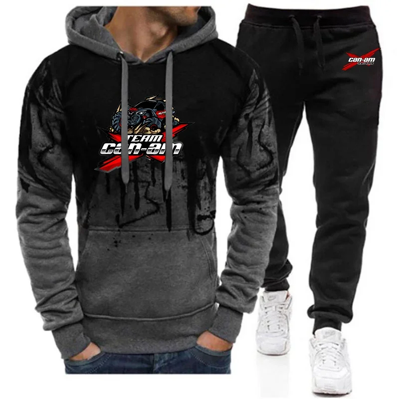 2024 New Can Am Spyder Motorcycles Men's Spring and Autumn Zipper Print Hoodies Sports Gradient Color Comfortable Versatile Set