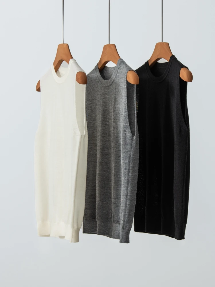 Gilet tricoté en laine pour femmes, coupe ample, rond, Base Ne Svel, vêtements intérieurs irt, décontracté, confortable, coréen, été 2025