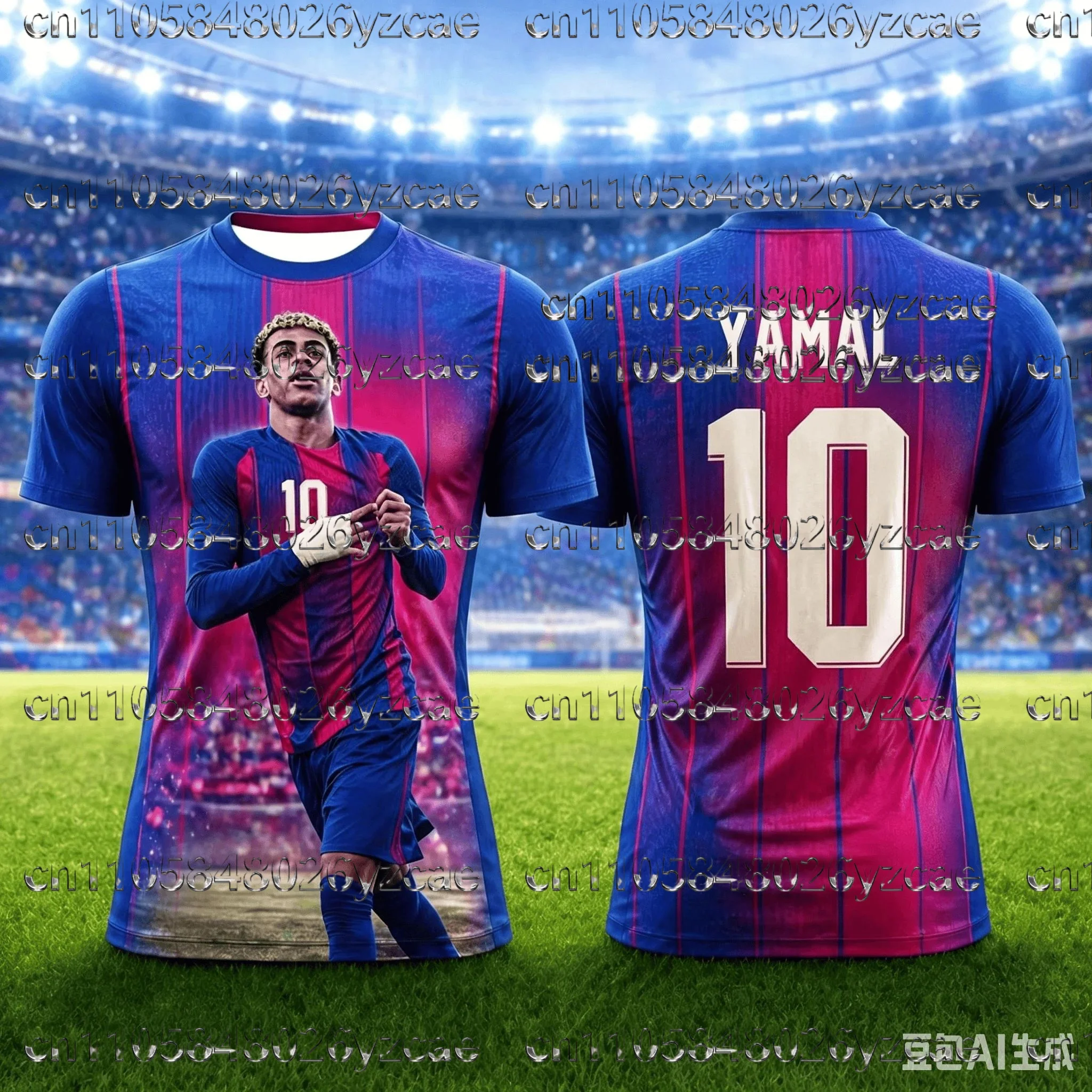 Lamine Yamal Trendy 3D Graphic Football Jersey Lightweight Breathable Fan Sportswear Limited Collection for Children Adults