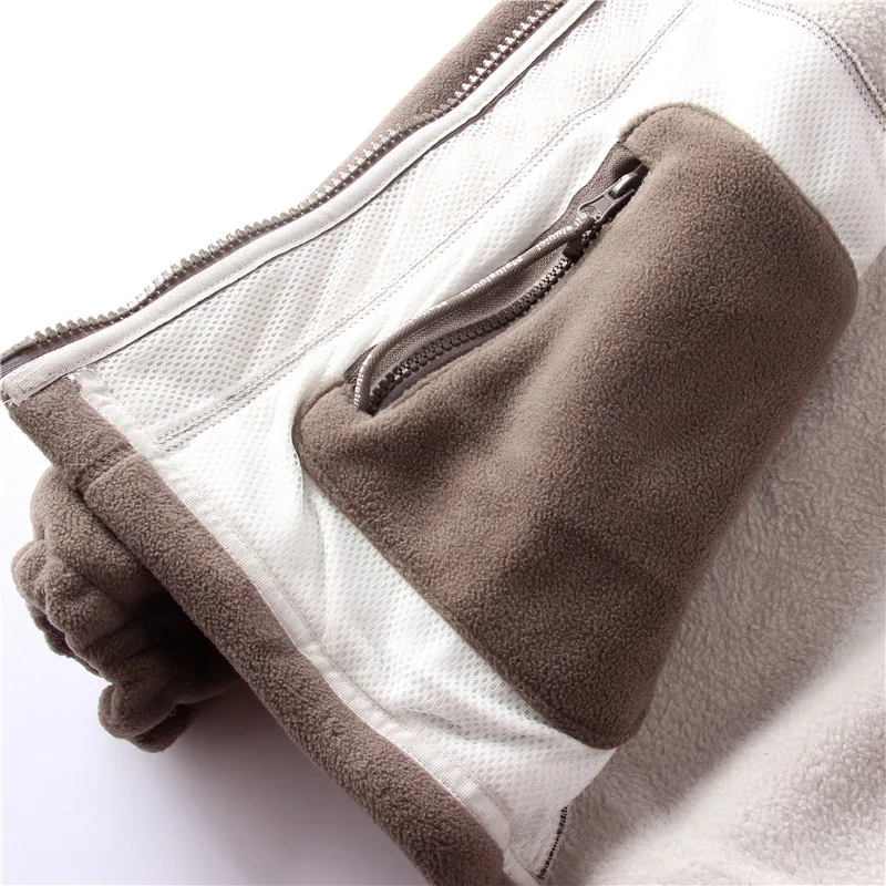 سترة سميكة من الصوف القطبي مزدوجة الجوانب للرجال |   معطف خريف/شتاء دافئ كاجوال فضفاض مقاس كبير