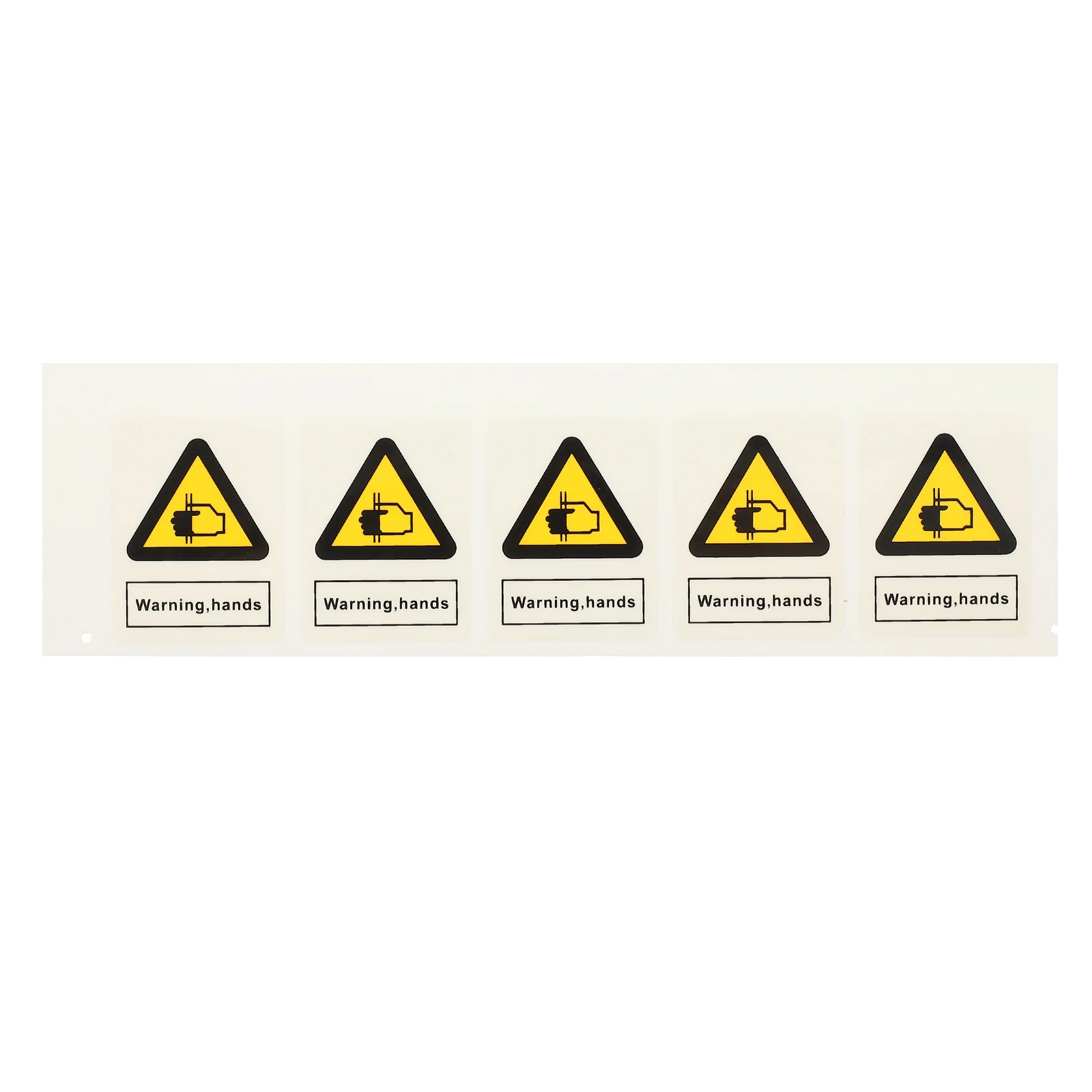 5Pcs Warning Hand Crushing Safety Labels PP Synthetic Paper Adhesive Warning Signs for Machine Hand Safety Caution Stickers