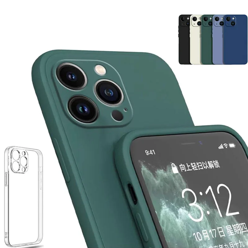 Soft Liquid Silicone Case For iPhone 13 12 14 15 16 Plus 11 Pro Max Mini Purple Green Grey White Back Cover for iPhone 13 Case