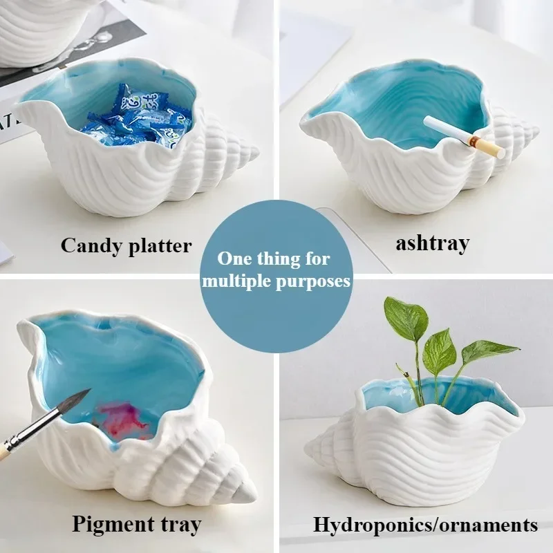 

Ocean System Ashtray Conch Hydroponic Flowerpot Starfish Jewelry Storage Tray Home Hotel Ceramic Decoration Practical Ornament