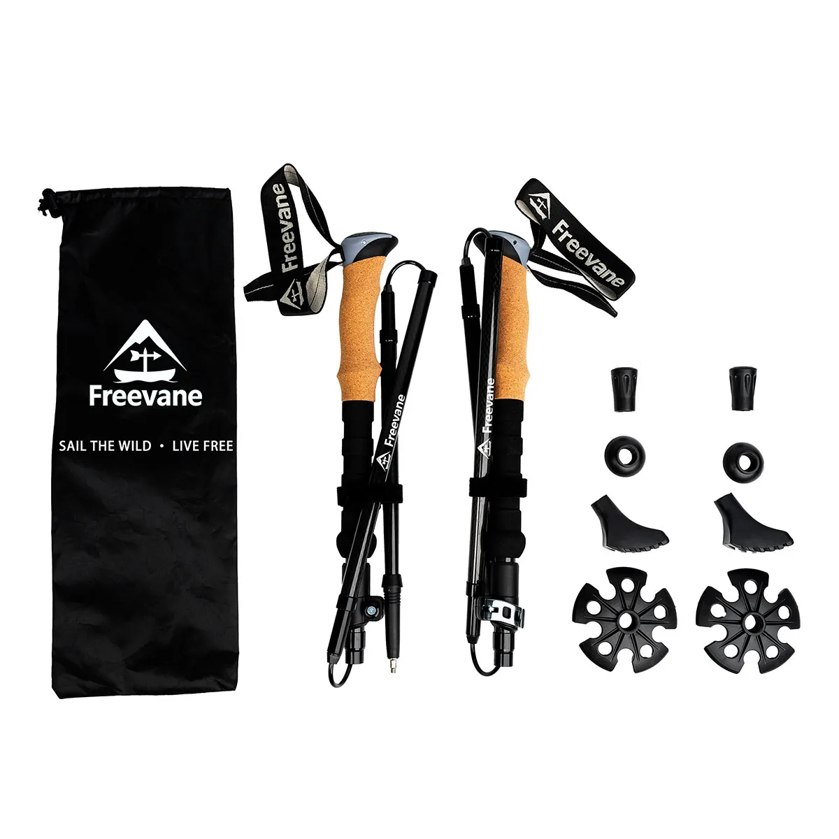 

T700 Carbon Fiber Folding Trekking Poles 2PCS Ultralight 214g Cork Grip Metal Quick Lock 5-Section Z-Fold 37cm Pack Hiking Poles