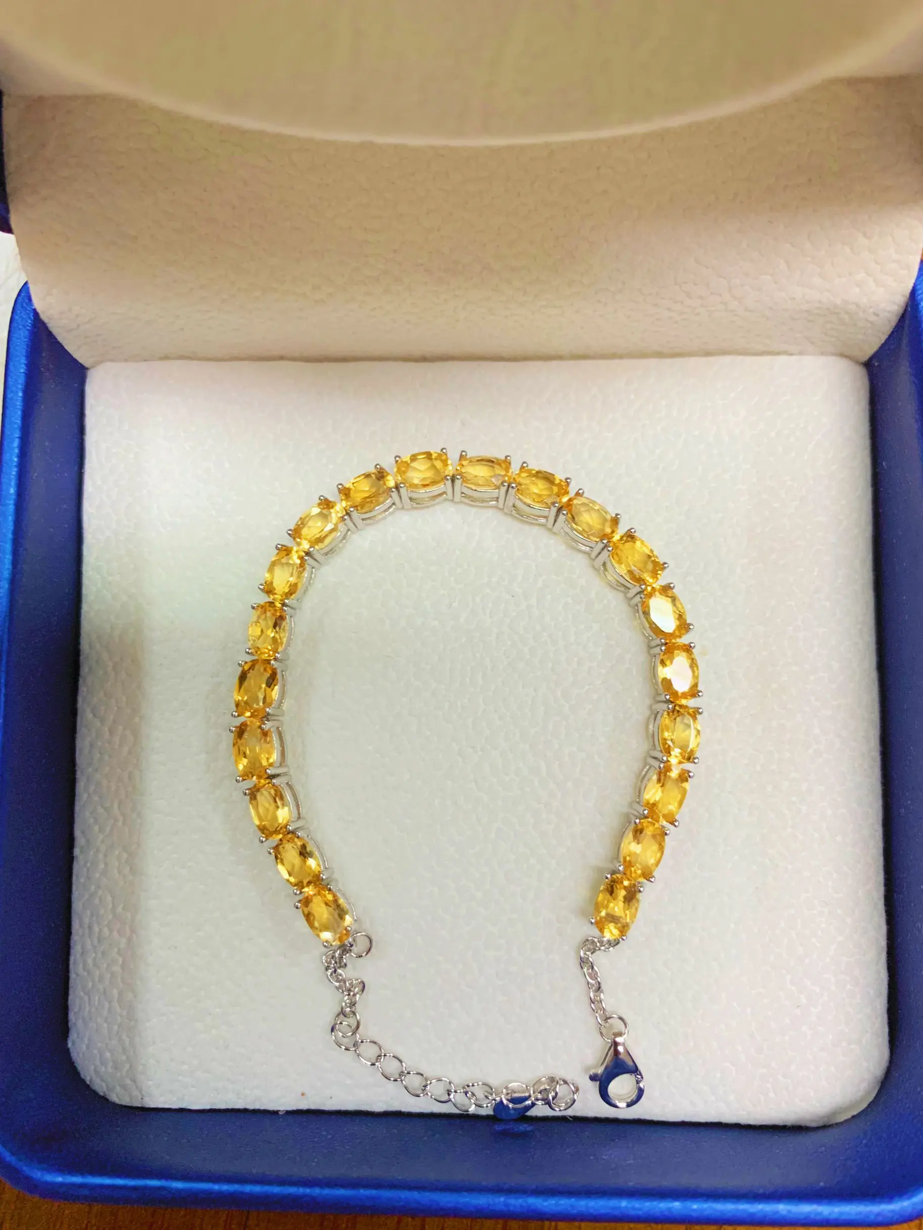 Citrine Fine Jewelry Woman Citrine Bracelet With Natural Citrine Gemstone 4*6mm Lady Silver Citrine Bracelet For Dating Gift