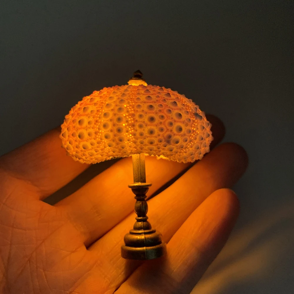 Novelty Mini DIY Retro Sea Urchin Night Lamp Lighting Handmade DIY Ornaments for Doll House Lights Accessories Birthday Gifts