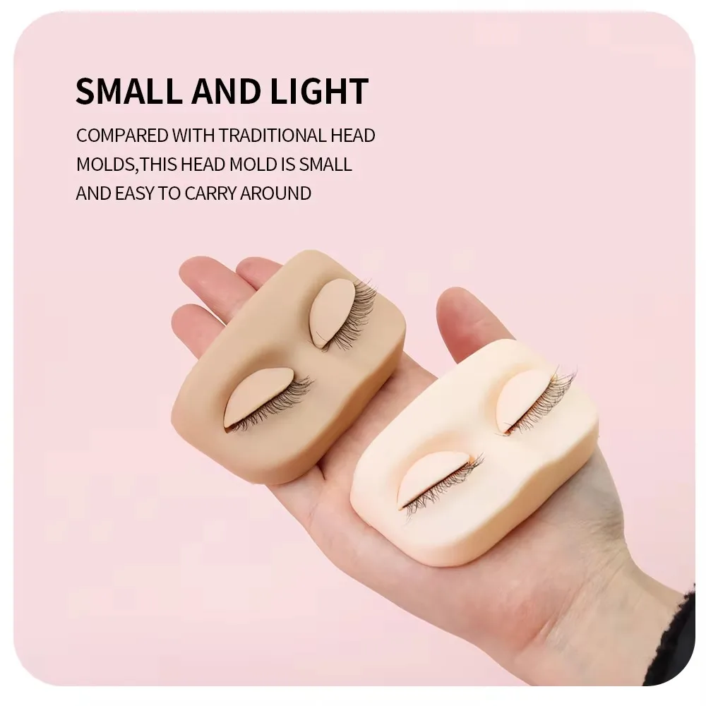 ANNAFRIS Mini Eyelash Practice Head Mannequin With Removable Replacement Eyelids Flat Portable Eyelash Extension Training Tool