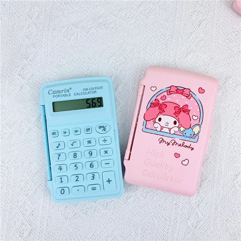 Kawaii Sanrio Flip Calculator Hello Kittys Kuromi Accessories Cute Beauty Cartoon Anime Mini Colorful Carry-On Toys Girls Gift