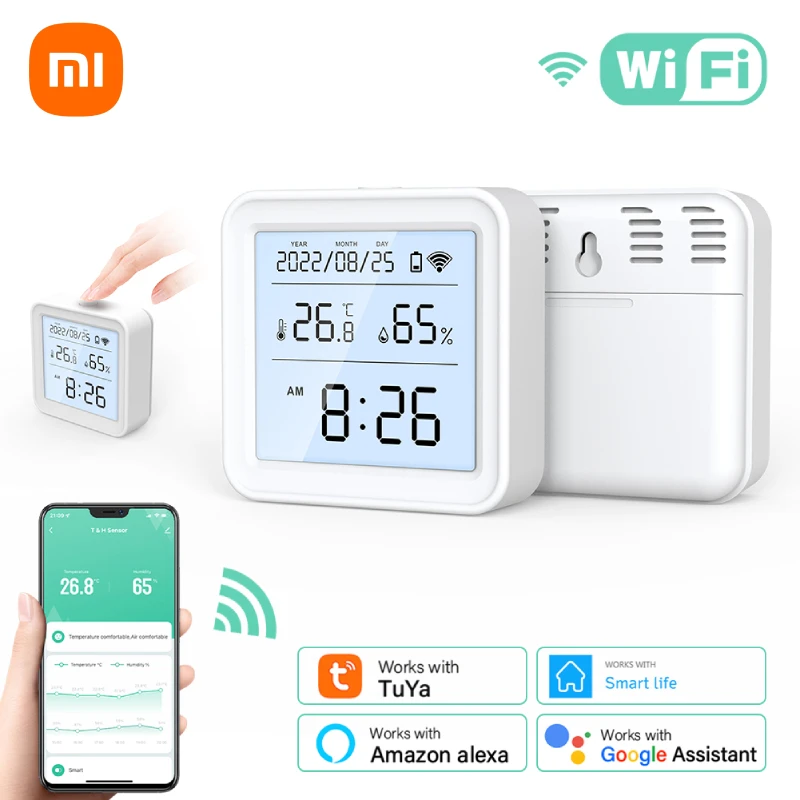 XiaomiWiFi Temperature And Humidity Sensor With LCD Screen Display And Backlight Smart Life App Battery Power Alexa Google Home