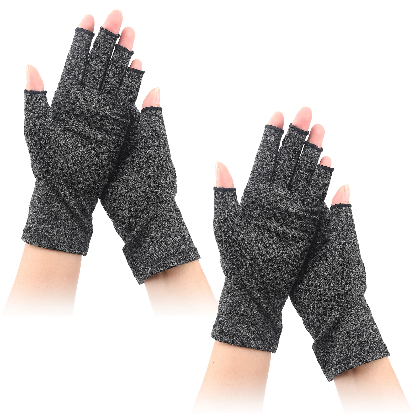 2pairs Provide Compression Outdoor Sports Anti Slip Fitness Warmth Fingerless Pain Relief Arthritis Gloves Promote Healing