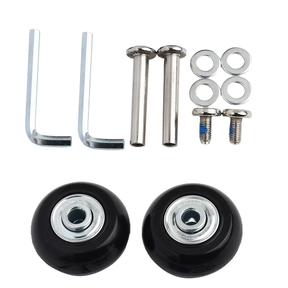 Luggage Wheel Repair Kit with Screws and Axles for Suitcase Replacement Rubber Tread with 21mm Outer Bearing Diameter
