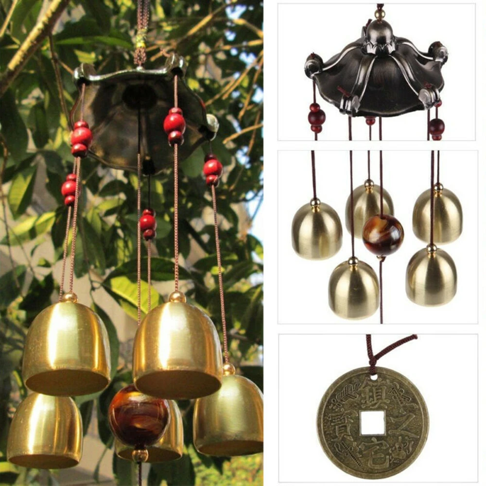 5 Copper Wind Chime Bells Decor Garden Yard Gifts Hanging Metal Outdoor WindChimes 2020 New High Quality 5 Copper