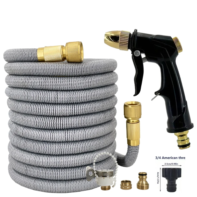 Erweiterbare Gartenwasserschlauchleitung, gewebte Wasserschlauchleitung, verstellbare Spritzpistole, 1/2-Zoll-Verbindung, geeignet für Autowäsche, Rasenbewässerungszubehör