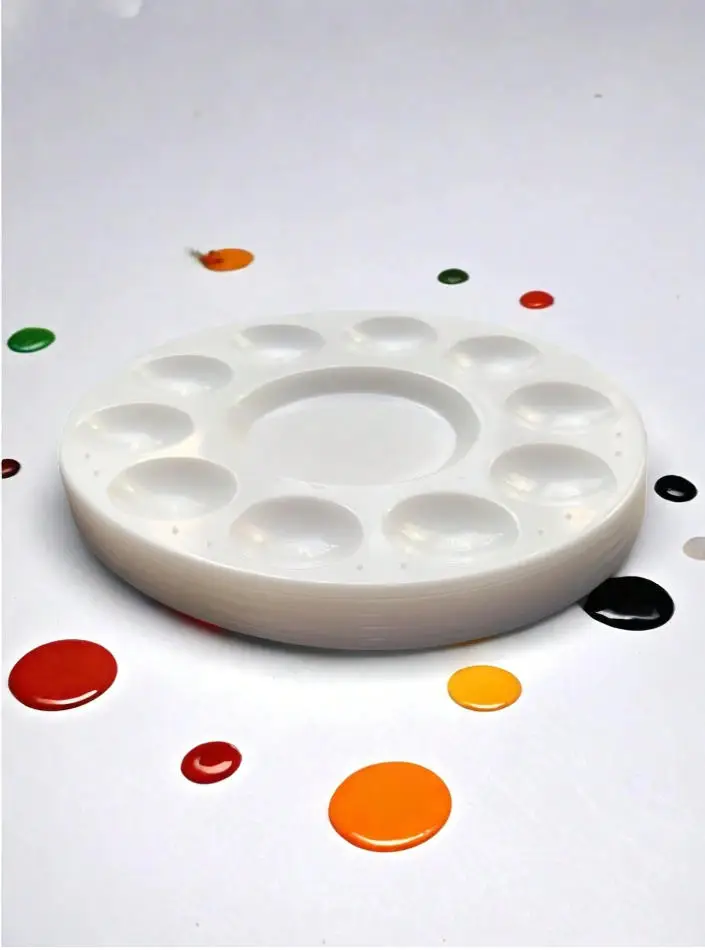 4/10 White Round Plastic Palette, Suitable for Various Paints, Ideal for Students' School Projects or Art Classes, Back to Schoo