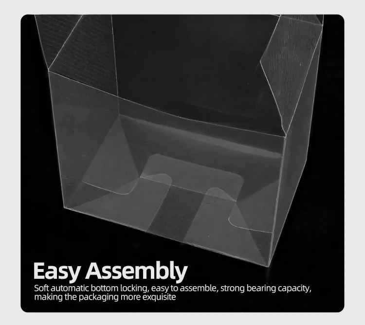 50 Stück Transparente Faltbare Quadratische Geschenkboxen aus PET-Kunststoff PVC Einzelhandels-Geschenkverpackung Durchsichtige Aufbewahrungsbox für Figuren – Detail 9