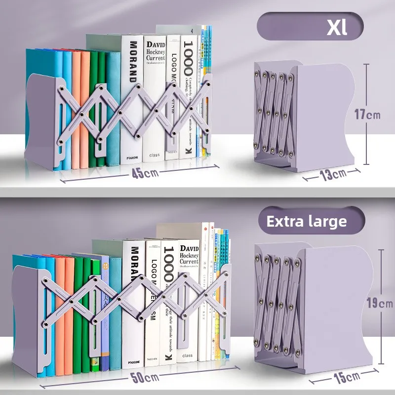 Desktop retractable bookshelf, foldable book stand, classroom book storage rack with fixed book clip