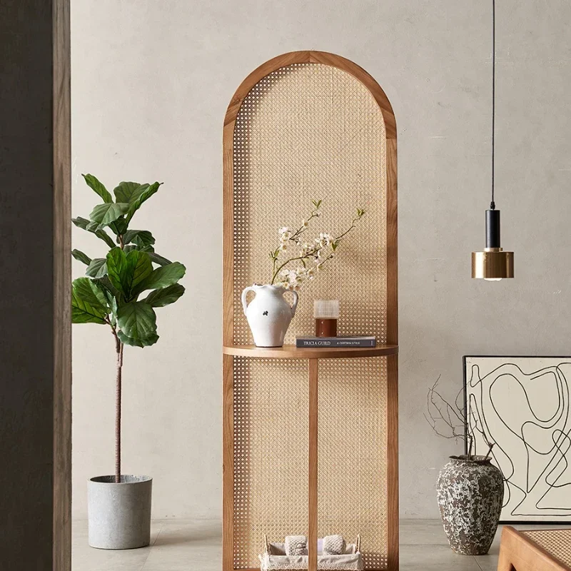 Nordic Rattan Subareas Screens Home Entrance Rack Removable Block Vintage Flower Stand Seat Screen