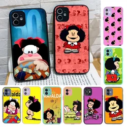 M-Mafalda Phone Case For iPhone 14 X XR XS 7 8 Plus 11 12 13 pro MAX 13mini Matte Shockproof Case