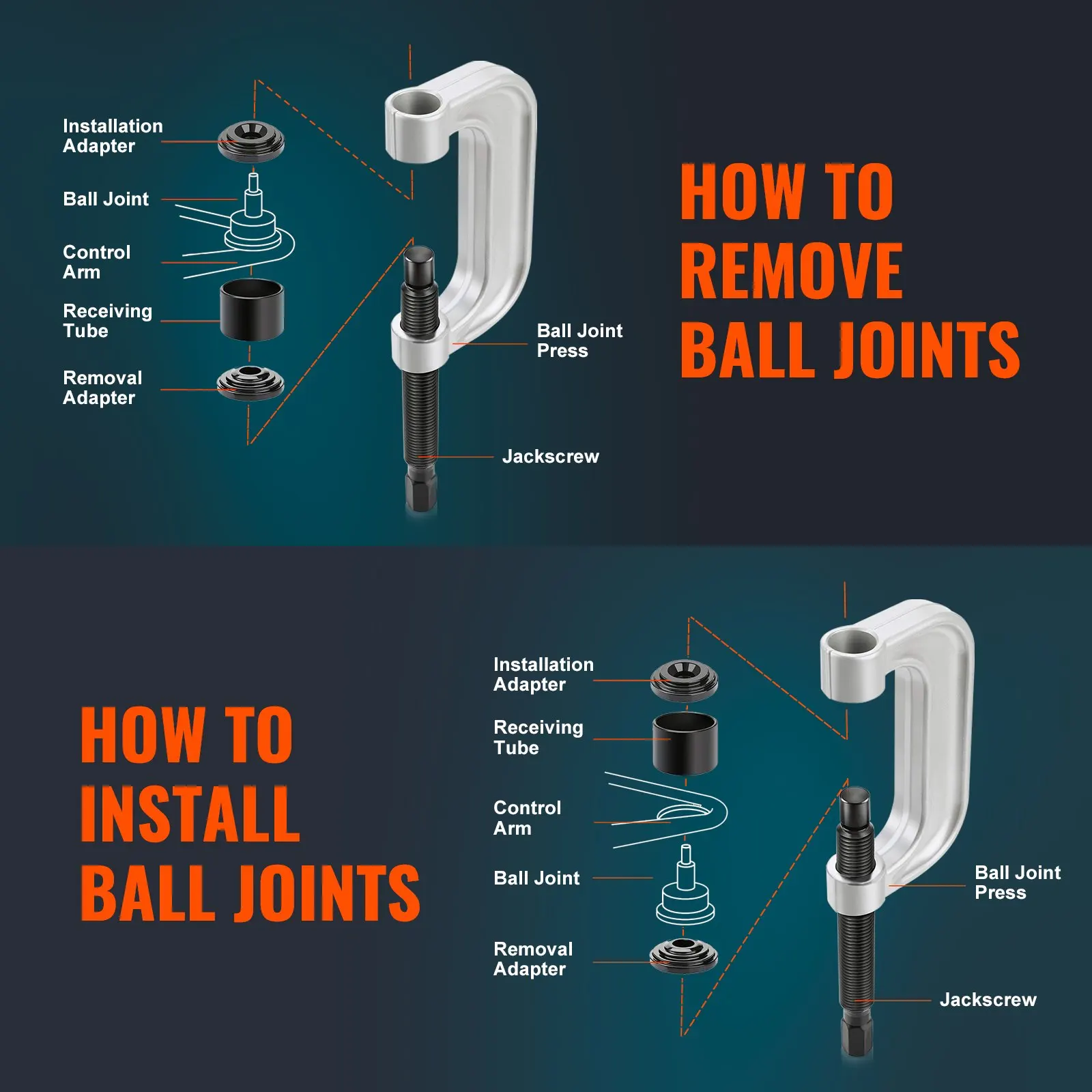 Ball Joint Press Kit C-press Ball Joint Tools 10 pcs Automotive Repair Kit