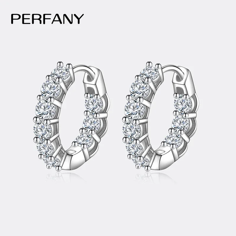 

PERFANY 1.8CT All Moissanite Earrings for Women S925 Pure Silver GRA Certified Diamond Temperament Fashion Wedding Party Jewelry