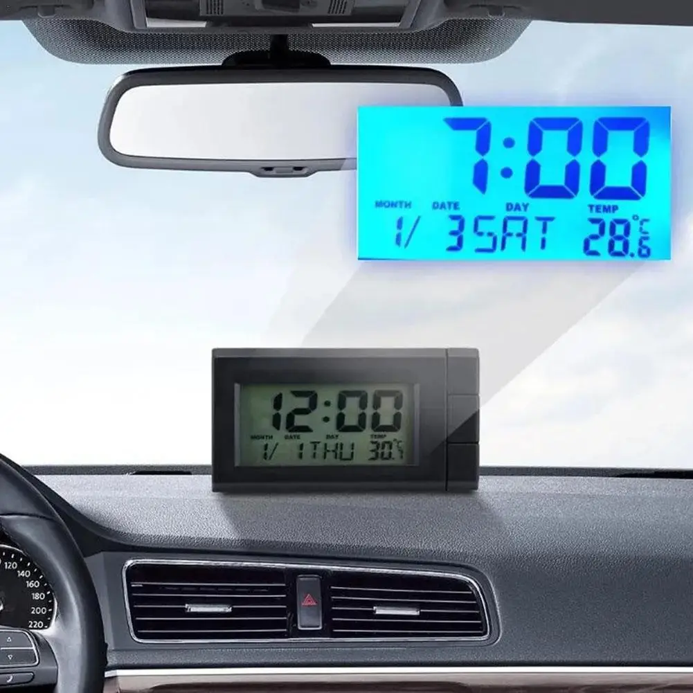 

3 colors Car Clock Universal Automotive Digital Clock 2 in 1 LCD Display Electronic Temperature Noctilucent Decoration For Car