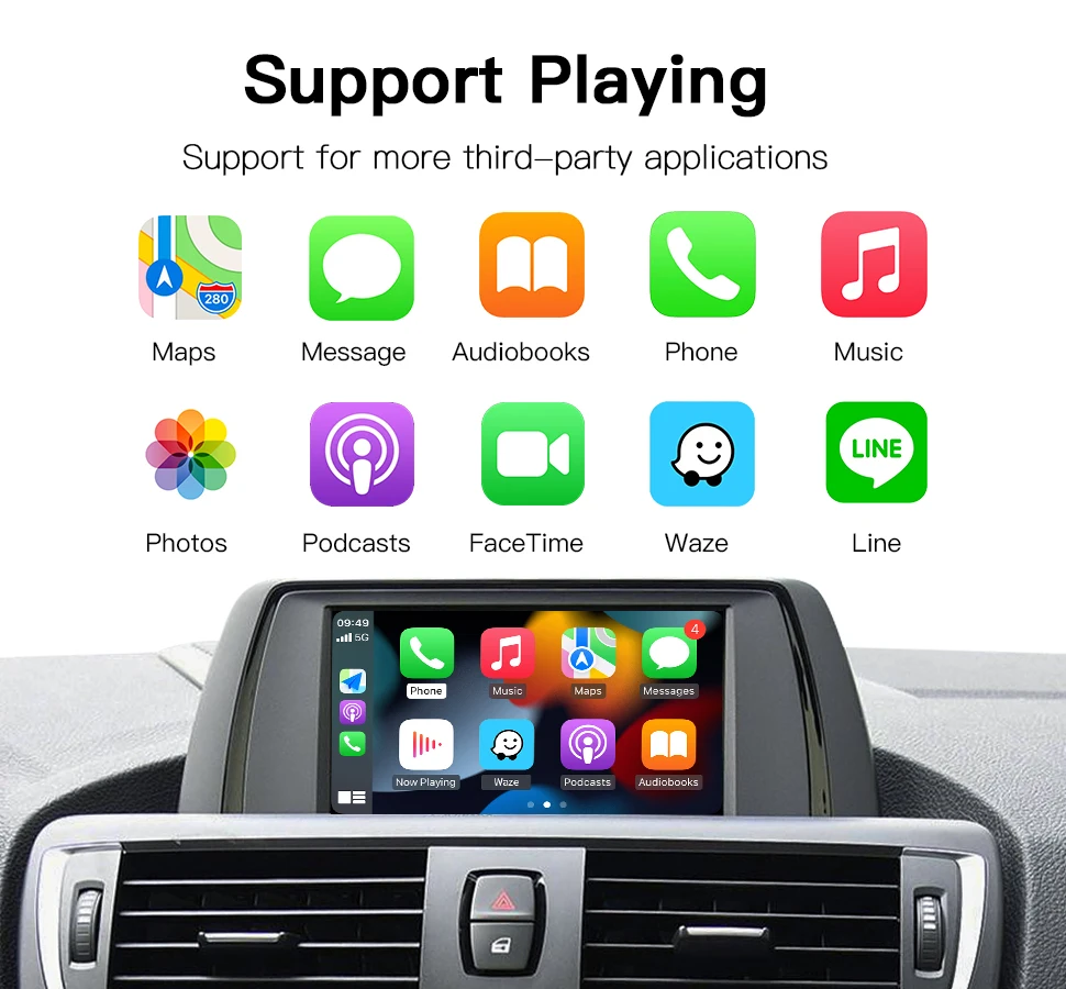CARABC Carplay اللاسلكي لسيارات BMW MINI F30 F31 F20 F21 F10 F01 X5 E70 X3 F25 NBT CIC نظام أندرويد وحدة التكامل OEM التلقائي