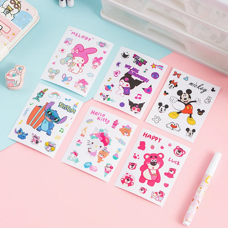 

120pcs/ партия Sanrio Kuromi мелодии Disney Stitch мыши стикеры милые скрапбук DIY дневника декоративные стикеры альбом Stick Label