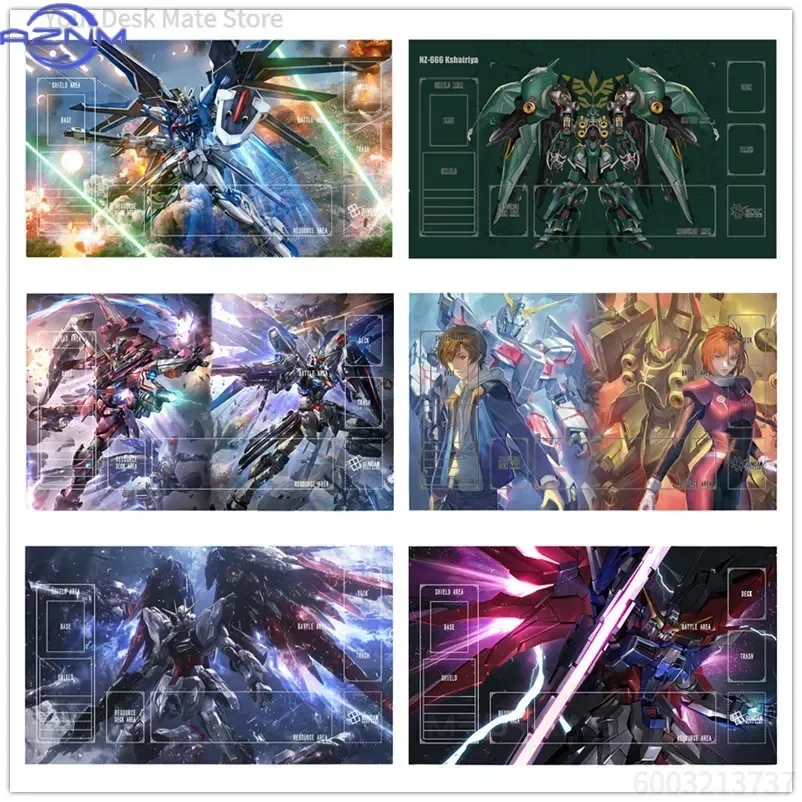 Gundam Mecha TCG Playmat Mouse Pad, Rubber Non Slip Gaming Desk Mat, Multiple Sci-Fi Robot Battle HD Print Mouse Pad, Smooth Sur
