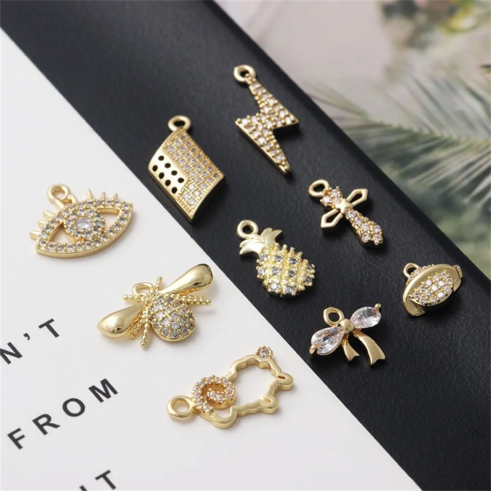 Akcesoria jubilerskie DIY: złoto pokryte miedzią, inkrustacja cyrkoniami, chryzantema ananasowa, kolczyki z oczami, bransoletki, naszyjniki, wisiorki