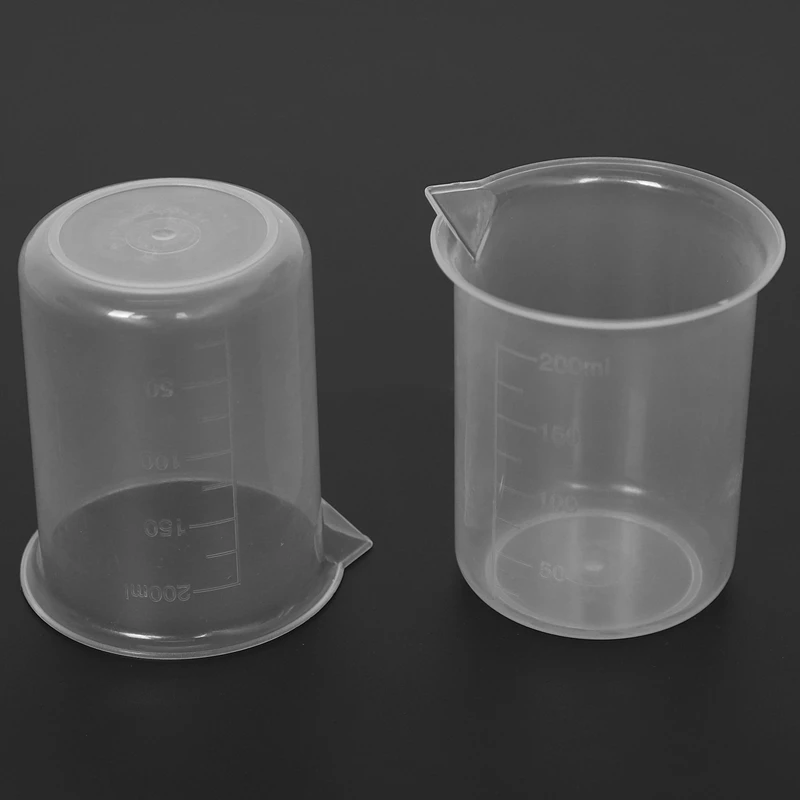 Enjoy New Kitchen Lab Graduated Beaker Clear Plastic Measuring Cup Thicken With Cap Measuring Jug 200Ml 2Pcs