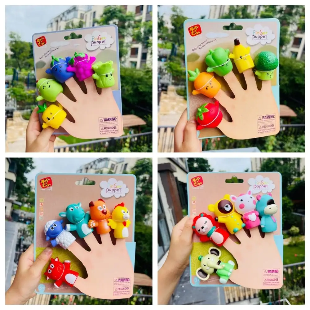 5 pz Colorato Mini Animale Burattino A Mano di Sicurezza Montessori Bambola Burattino Da Dito Giocattolo Set Massaggiagengive Masticare Giocattoli Coniglio Genitore-Figlio